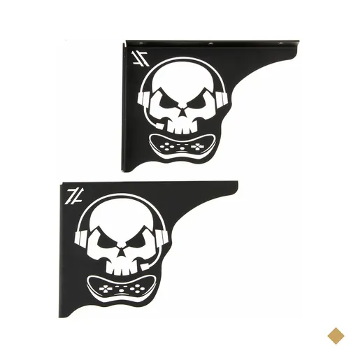 Mão Francesa Aço Preta 20cm Caveira Gamer Decorativa para Prateleira Zarg