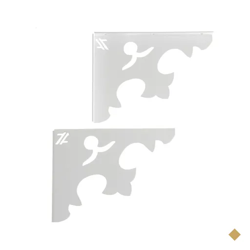 Par de Mãos Francesas Arabesco 20cm Abstrato Pontudo Branco Aço Zarg
