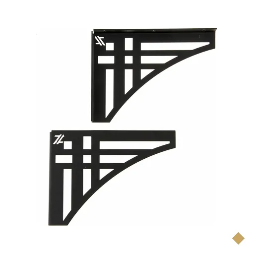 Mão Francesa Ornamentada Preta 20cm Abstrata Linhas Retas em Aço Zarg