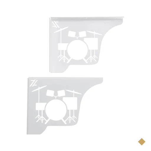 Par Mão Francesa Ornamentada Música Bateria 20cm Epóxi Branco Aço