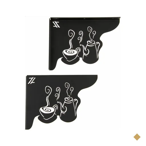 Par Mãos Francesas Decorativas 20cm Cantinho do Café Bule e Xícara Preto Aço