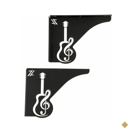 Par Mãos Francesas Pretas Decorativas 20cm Violão em Aço Zarg para Prateleira