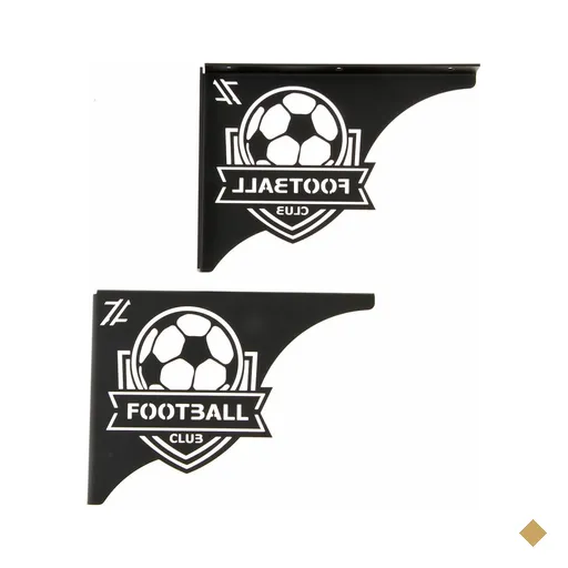 Mão Francesa Ornamentada 20cm Escudo Futebol Aço Preto para Prateleira Zarg