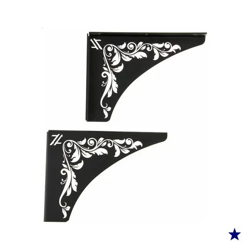 Par Mãos Francesas Decorativas Ornamentada 20cm Floral Aço Preto