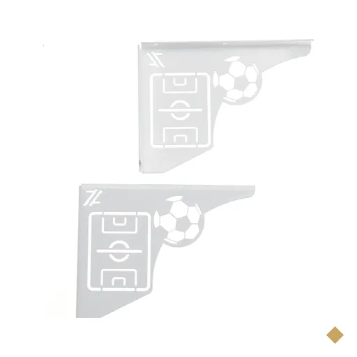 Mão Francesa Decorativa 20cm Campo de Futebol Aço Branco para Prateleira Zarg