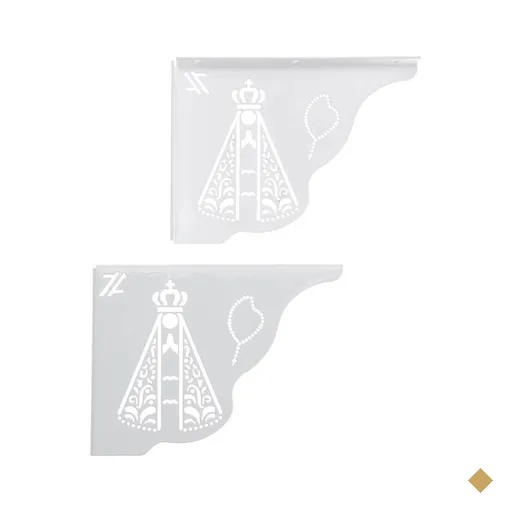 Mão Francesa Ornamentada Nossa Senhora Aparecida Aço Branca 20cm Zarg