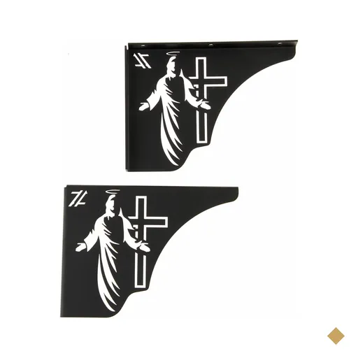 Mãos Francesas Pretas Decorativas 20cm Jesus Cristo Cruz em Aço Ornamentada