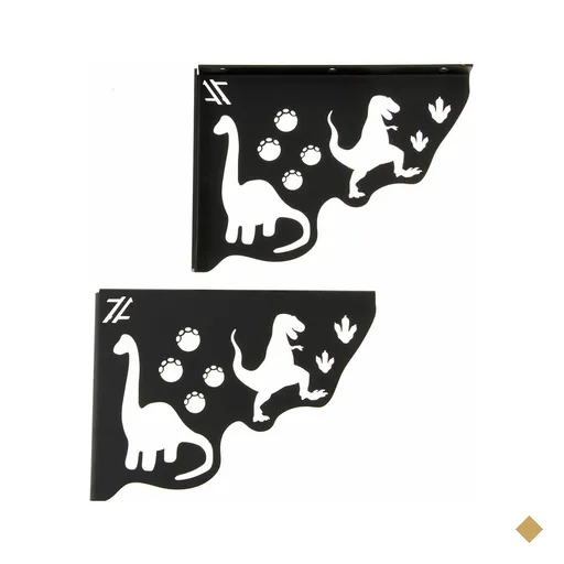 Mão Francesa Preta Aço Decorativa 20cm Dinossauros Menino para Prateleira Zarg
