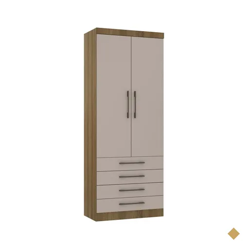 Módulo De Guarda Roupa Paris 2 Portas 4 Gavetas Eucamoveis