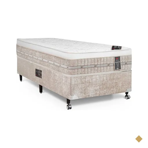 Cama Box + Colchão Castor Solteiro Premium One Face Tecnopedic 88x188x57cm
