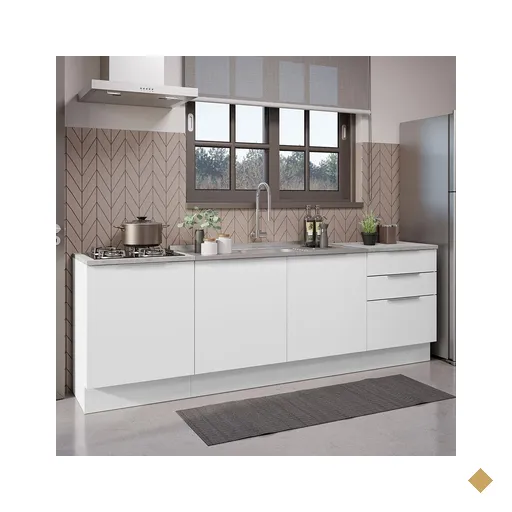 Armário de Cozinha Compacta 240cm Branco Stella Madesa 01
