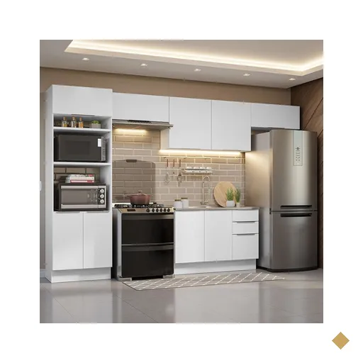 Armário de Cozinha Completa 350cm Branco Stella Madesa 01