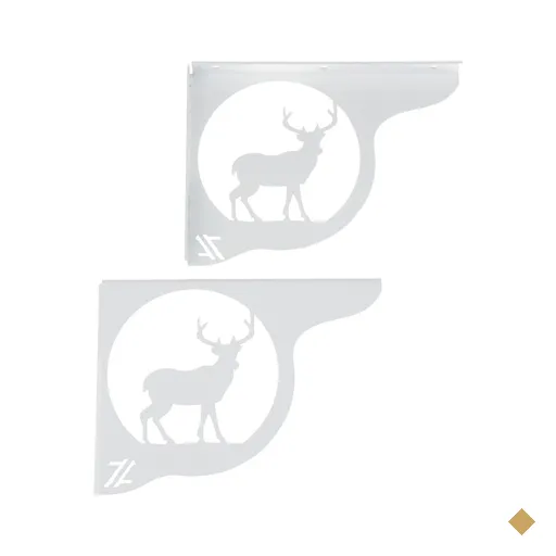 Mão Francesa Ornamentada 20cm Cervo Veado Branco em Aço para Prateleira Zarg