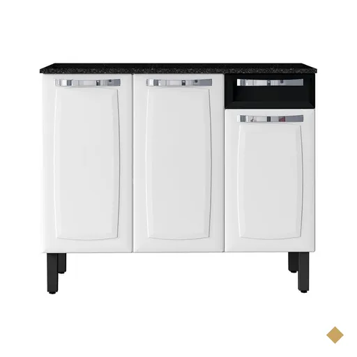 Balcão Itatiaia Rose 3 Portas 1 Gaveta Com Tampo Branco 593324