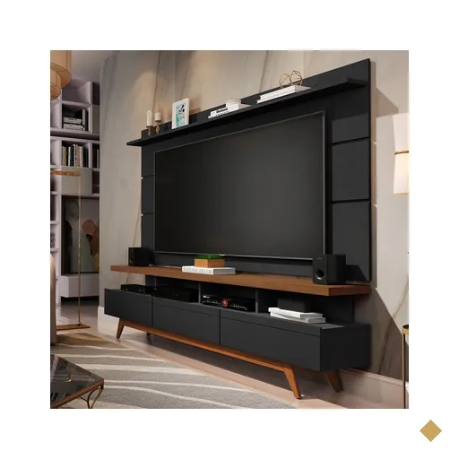 Rack com Painel para TV até 70 Polegadas Vivare Wood 3 Gavetas1.8