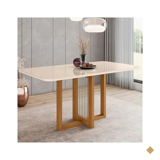 Mesa de Madeira Natalí com Vidro SC71
