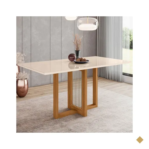 Mesa de Madeira Natalí com Vidro SC70