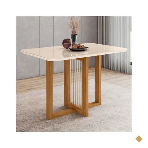 Mesa de Madeira Natalí com Vidro SC73