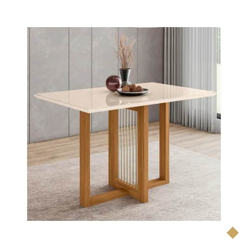 Mesa de Madeira Natalí com Vidro SC74