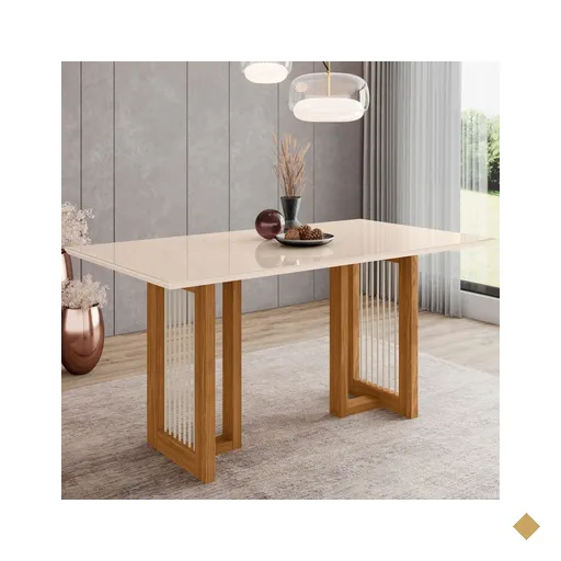 Mesa de Madeira Yara com Vidro SC78