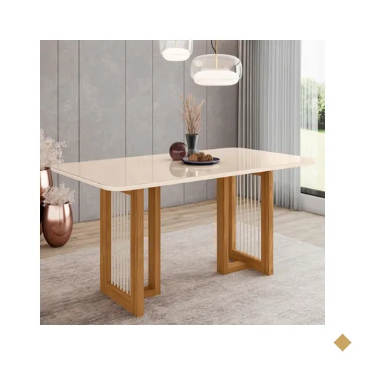 Mesa de Madeira Yara com Vidro
