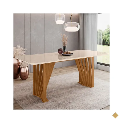 Mesa de Madeira Adriana com Vidro SC46