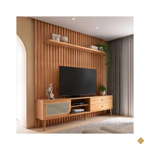 Rack com Painel para Tv Até 75 Polegadas 1 Porta 2 Gavetas com Led TB323L JJ