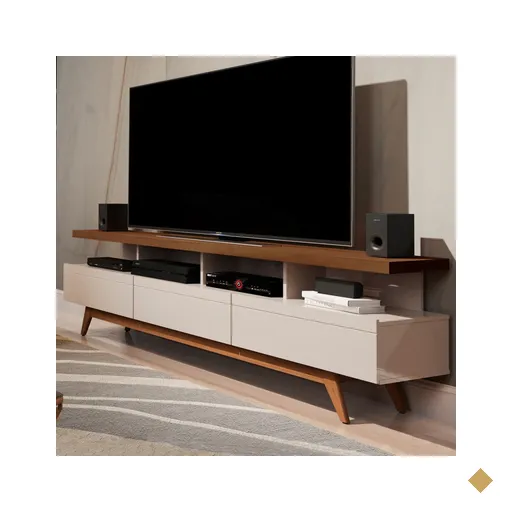 Rack para Tv até 72 Polegadas Vivare Wood 3 Gavetas