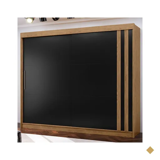 Guarda-Roupa Casal Seul 2 Portas 4 Gavetas Preto