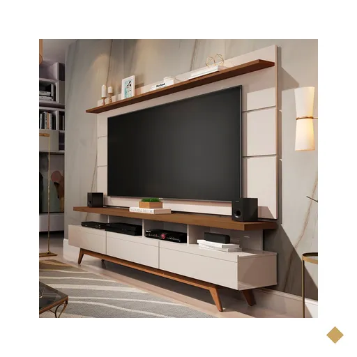 Rack com Painel para TV até 70 Polegadas Vivare Wood 3 Gavetas1.8 Bege