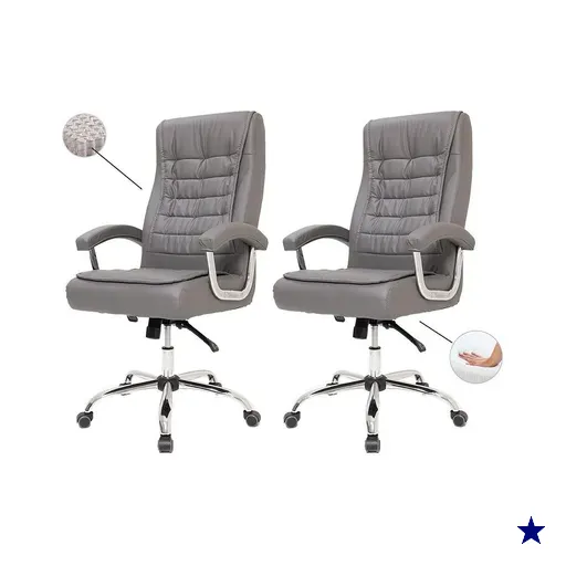 Kit 2 Cadeiras De Escritório Big Presidente Pillow Top Cinza