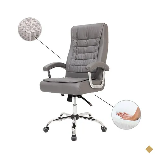 Cadeira De Escritório Big Presidente Pillow Top Cinza