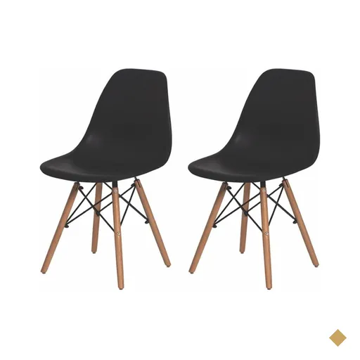 Kit 2 Cadeiras Charles Eames Eiffel Preta