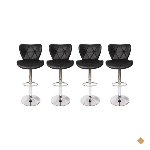 Kit 4 Banquetas Slim Formiga Giratórias Pretas
