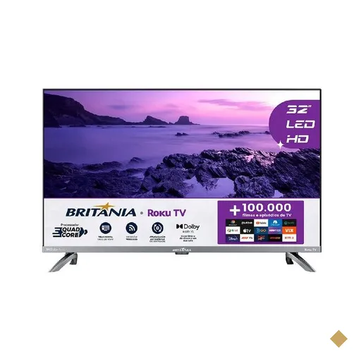Smart TV Britânia 32'', LED, Dolby Áudio, Roku TV