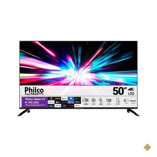 Smart TV LED 4K UHD Roku TV 50'' Philco, 4 HDMI, 2 USB, Wi-Fi