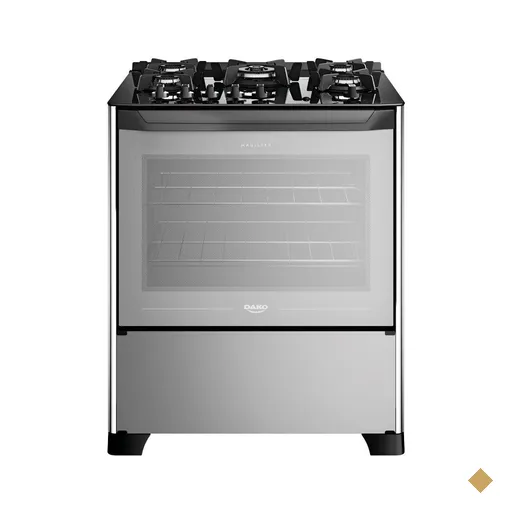 Fogão 5 Bocas Dako Magister Style Mesa de Vidro Bivolt - Preto