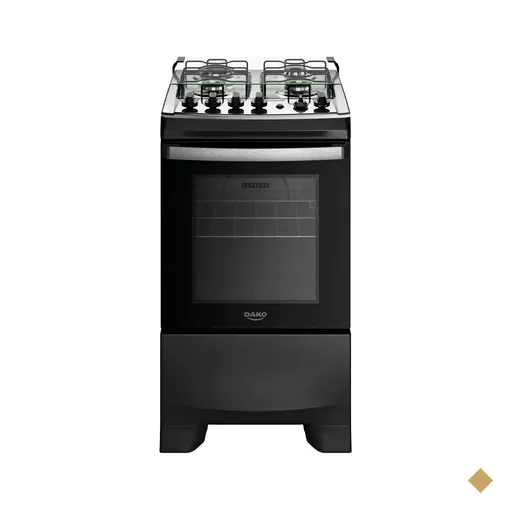 Fogão 4 Bocas Dako Supreme Mesa de Inox e Timer Bivolt - Preto