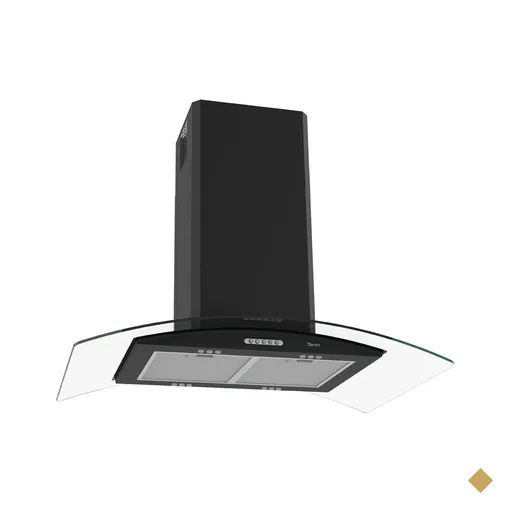 Coifa Terim Ilha Teto Vidro Curvo Black 90 Cm - Preto