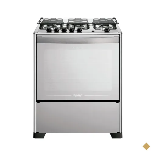 Fogão 5 Bocas Dako Magister Style Espelhado com Mesa Inox Bivolt - Preto