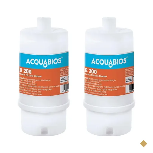 Kit Com 2 Refil Blindado Acqua AB 200BR/TR POU Rosca 1/2' Filtros tamanho 7'…