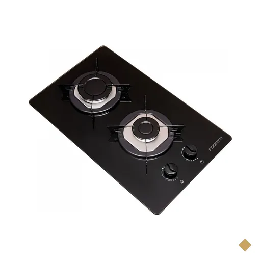 Cooktop Fogatti à Gás FGT 2B Vidro Preto Flange Inox