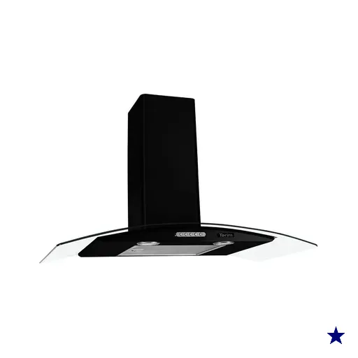 Coifa de Parede Terim Vidro Curvo Black Duto Slim 90 CM