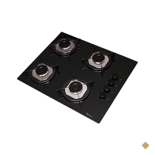 Cooktop Terim à Gás TRM 4B Vidro Preto Flange Inox