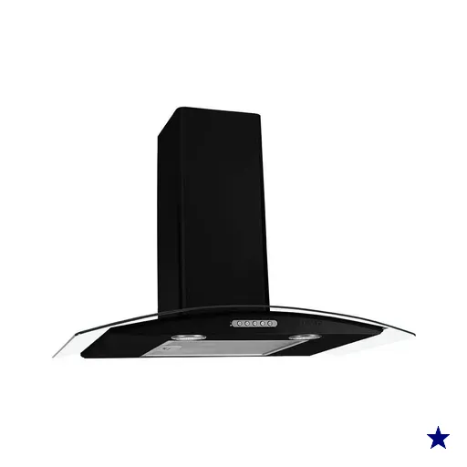 Coifa Parede Vidro Curvo Slim Black 4 à 6 Bocas 75cm - Fogatti