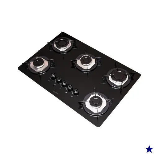 Cooktop Terim à Gás TRM 5B Vidro Preto Flange Inox