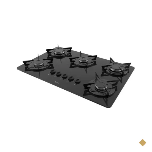 Cooktop Terim à Gás TRM 5B Vidro Preto Flange Esmaltada