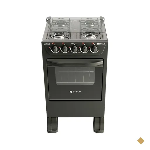 Fogão Braslar New Sirius 4 Bocas Manual Mesa em Inox Forno Easy Clean - Preto