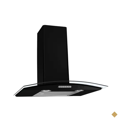 Coifa de Parede 60cm Vidro Curvo Duto Slim Fogatti Black