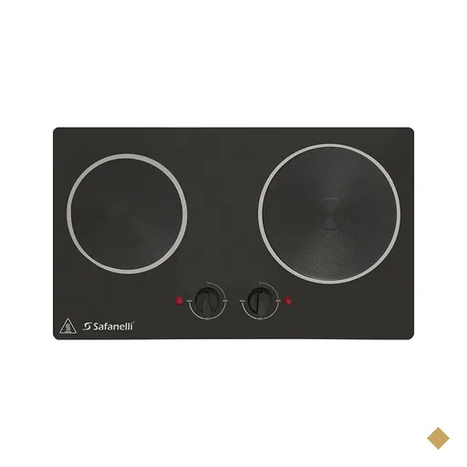 Fogão Elétrico Embutir Gourmet  2 Placas Safanelli Mesa Aço - Preto